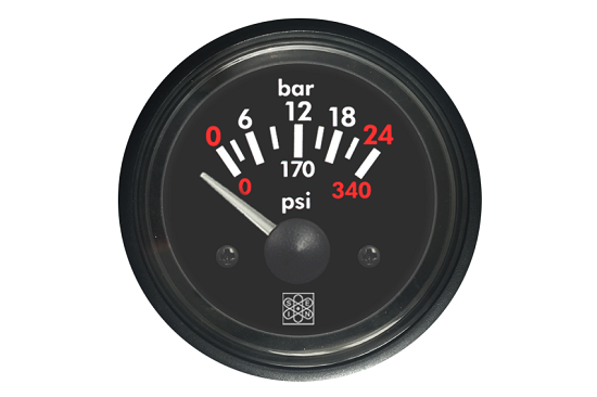 Pressure gauge 0-24 Bar VDO calibration 24V red backlighting